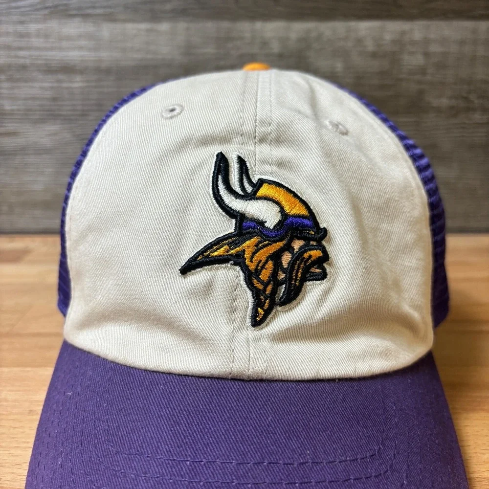 Minnesota Vikings Hat Cap Snapback Tan Purple NFL‎ Football One Size Adjustable